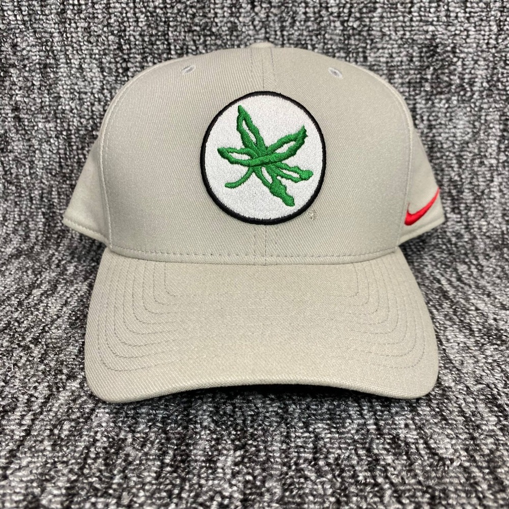 VTG Nike Golf Ohio State Buckeyes Classic99 Dri-FIT Hat Mens M/L Khaki Cap Leaf